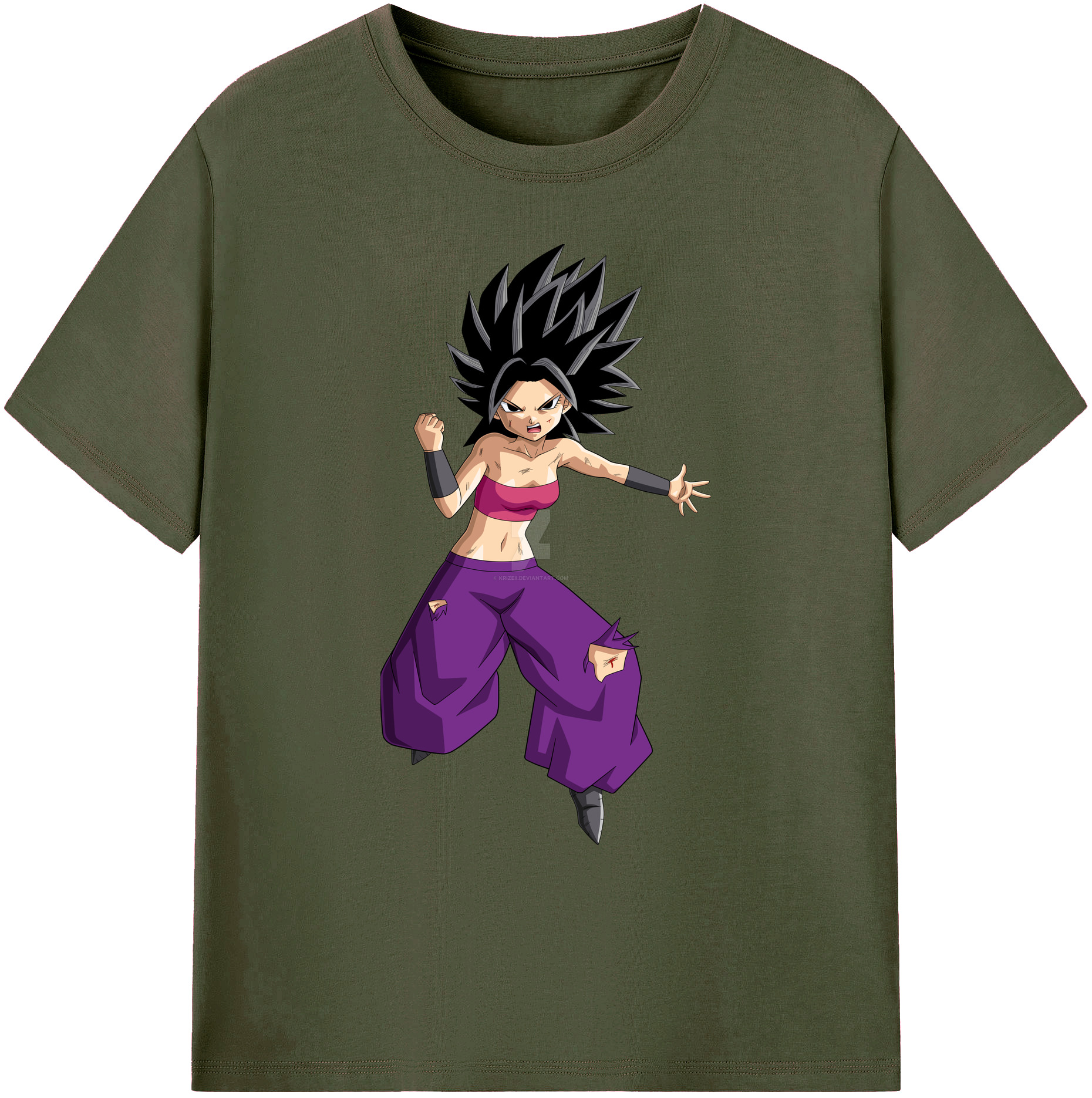 （画像用） ドラゴンボール カリフラ DRAGON BALL Caulifla 綿100％ メンズ半袖Tシャツ｜肌触りやわらか＆通気性